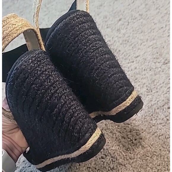 Lauren Ralph Lauren Elena Black Espadrille Wedge Sandal Women’s 8.5 GUC - Picture 6 of 10